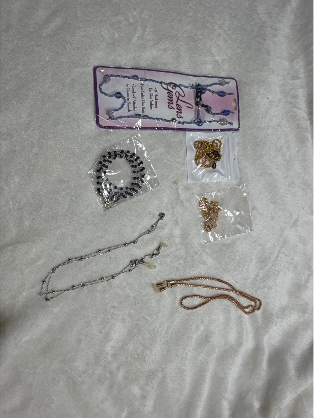 Lot of 6 Eyeglass eyewear lanyard Necklace holders beaded Silver tone gold tone